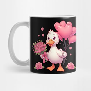 Duck Goose Valentine Roses Hearts Balloon Animal Poultry Mug